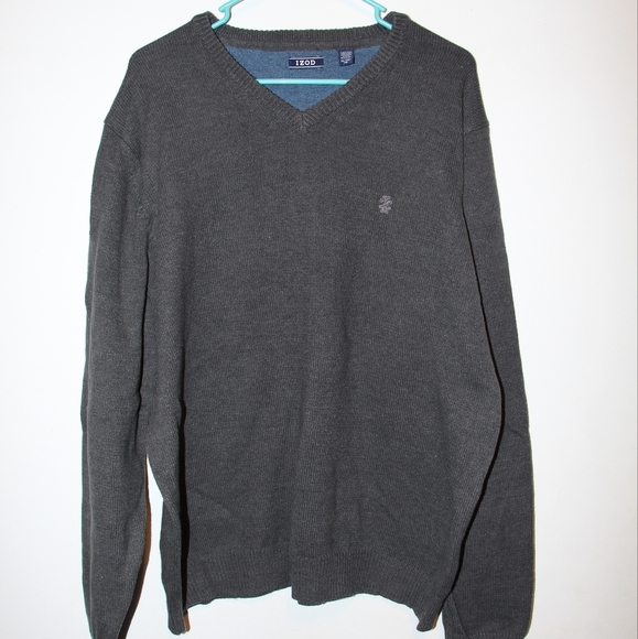 Grey Izod V Neck Sweater - Picture 1 of 6
